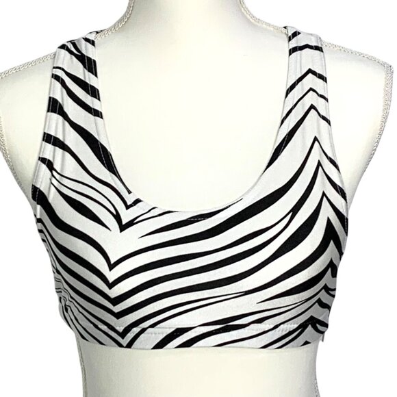 J.B. Bloomers Adult S Zebra Print Sports Bra Cheer Dance Yoga Workout - Picture 1 of 8
